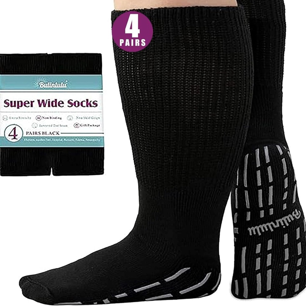 NIB Super Wide Black Diabetic Socks Size 13-15 Men (Women size 15)